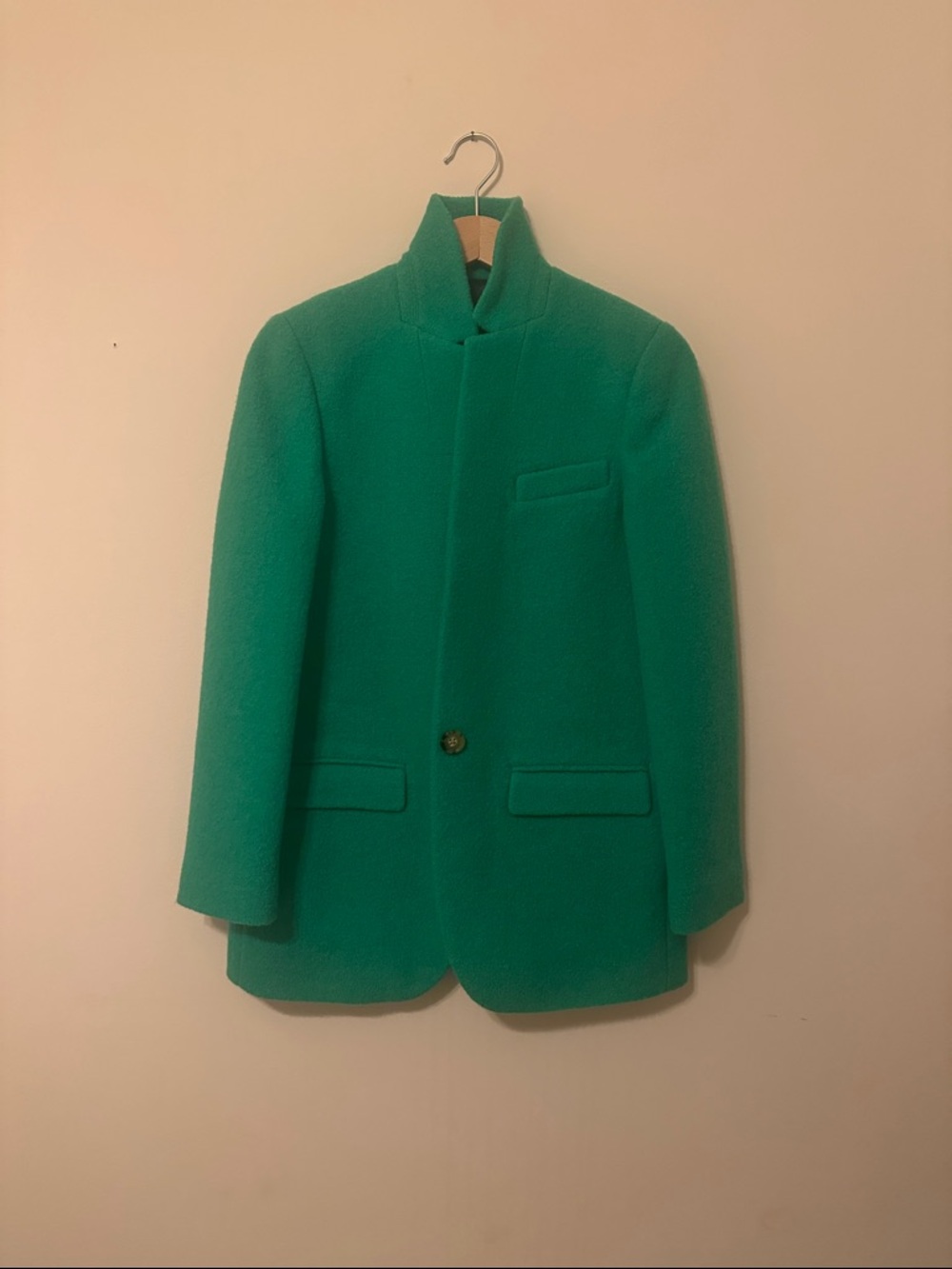 J. Crew Leighton blazer jacket boiled wool Green Wool Coat 00 NWOT Rt $348